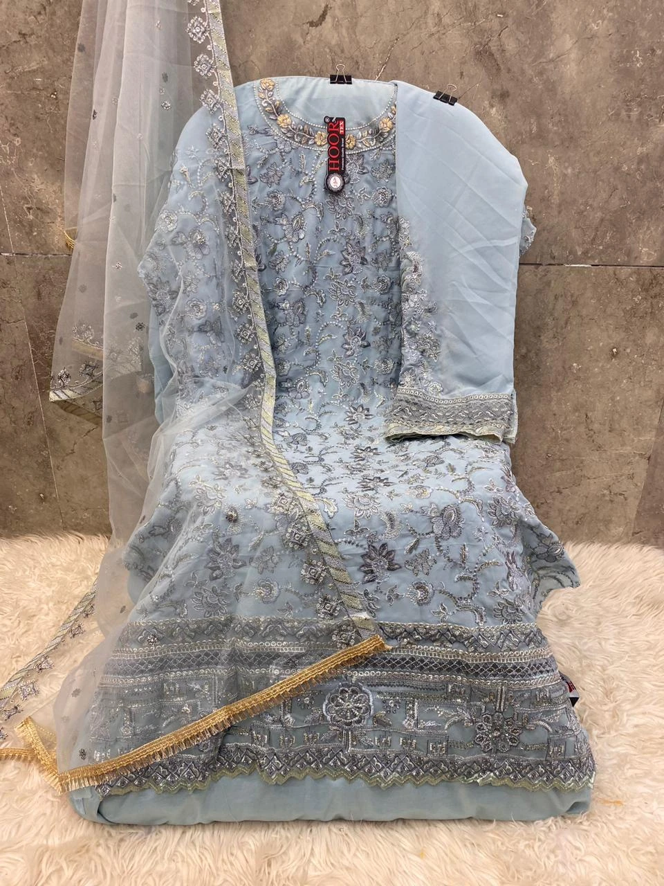 Hoor Tex H-243 Faux Georgette Wholesale Pakistani Salwar Suit Catalog — Wholesale Pakistani Suits, MPA wholesale from Surat - Gallery Image 4